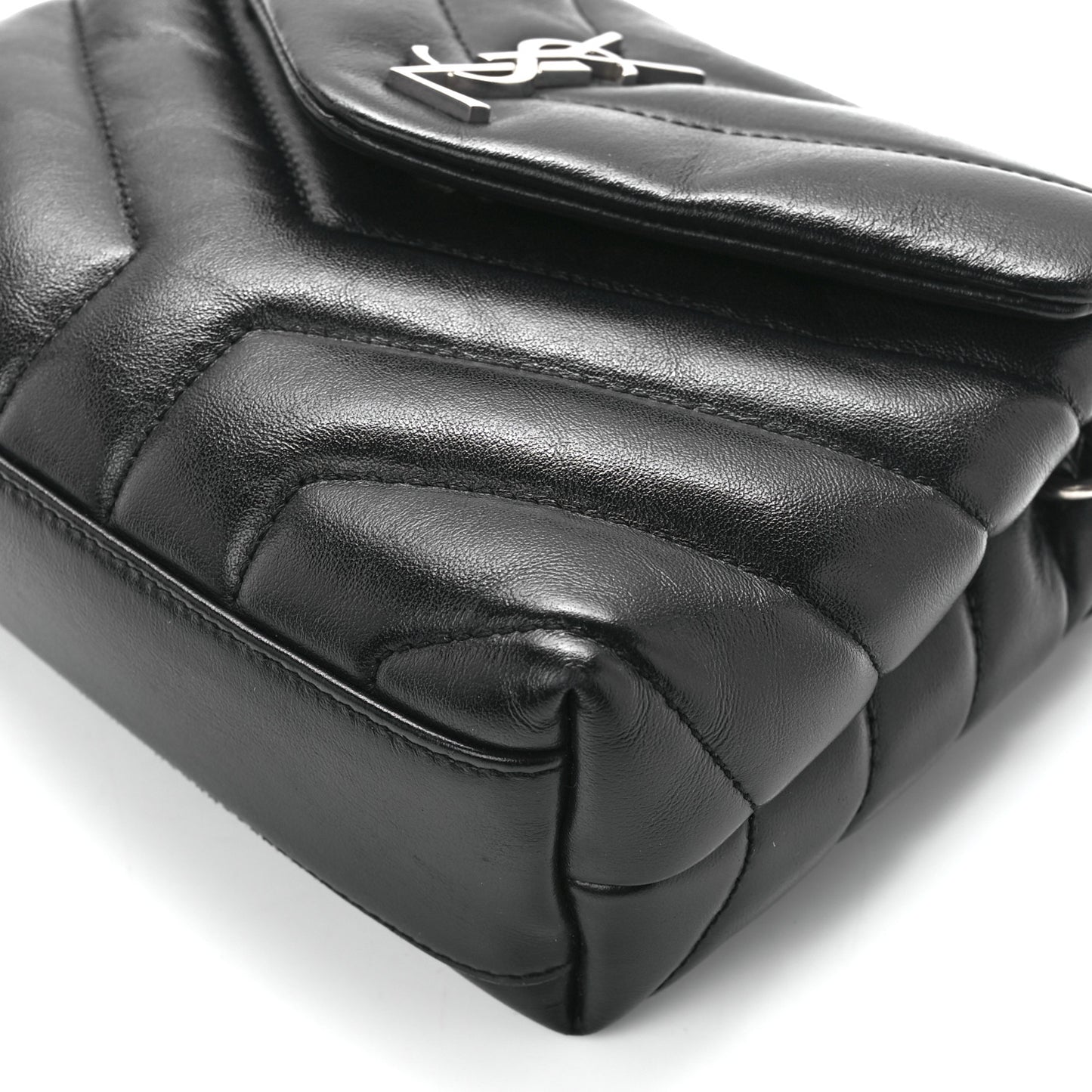 Calfskin Y Quilted Monogram Toy Loulou Crossbody Bag Black