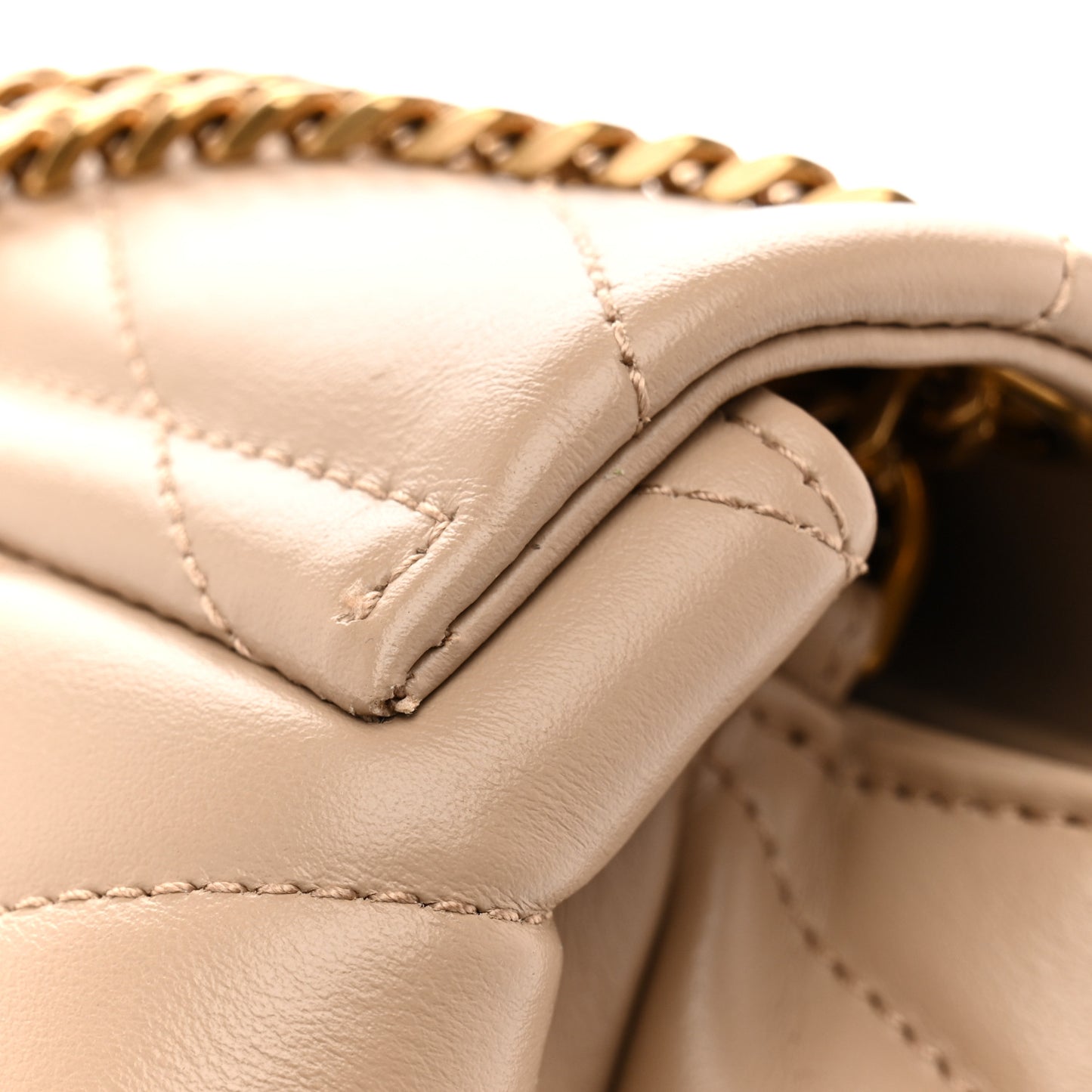 Calfskin Y Quilted Monogram Small Loulou Chain Satchel Dark Beige