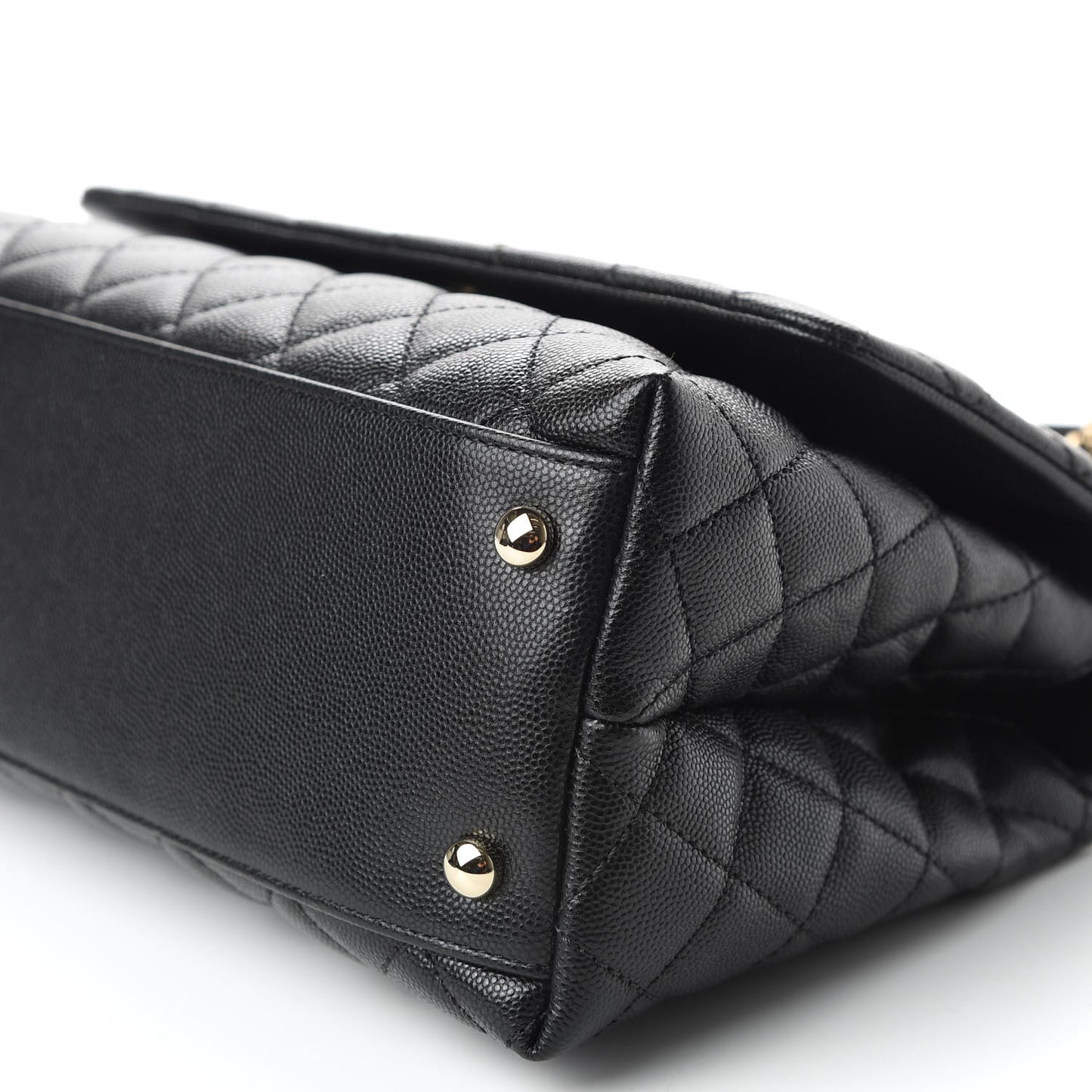 Caviar Quilted Small Coco Handle Flap Black