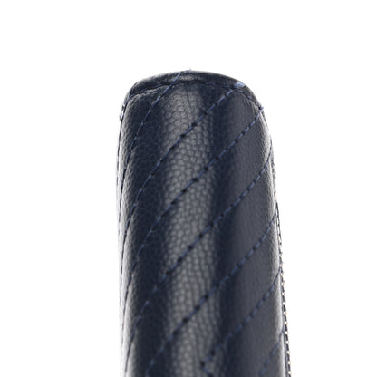Chanel Caviar Chevron Quilted Compact Flap Wallet Navy 10 of 14