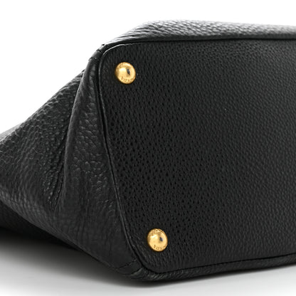 Prada Vitello Daino Side Pocket Shoulder Bag Black 9 of 11