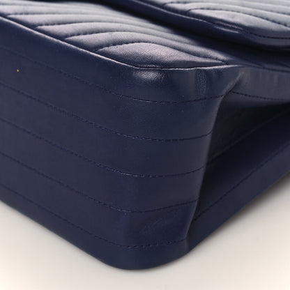 Chanel Lambskin Chevron Quilted Jumbo Double Flap Navy Blue 8 of 8