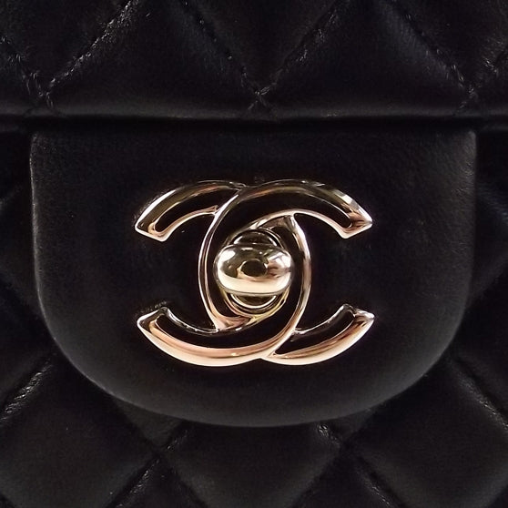 Lambskin Quilted Valentine Charms Medium Single Flap Black