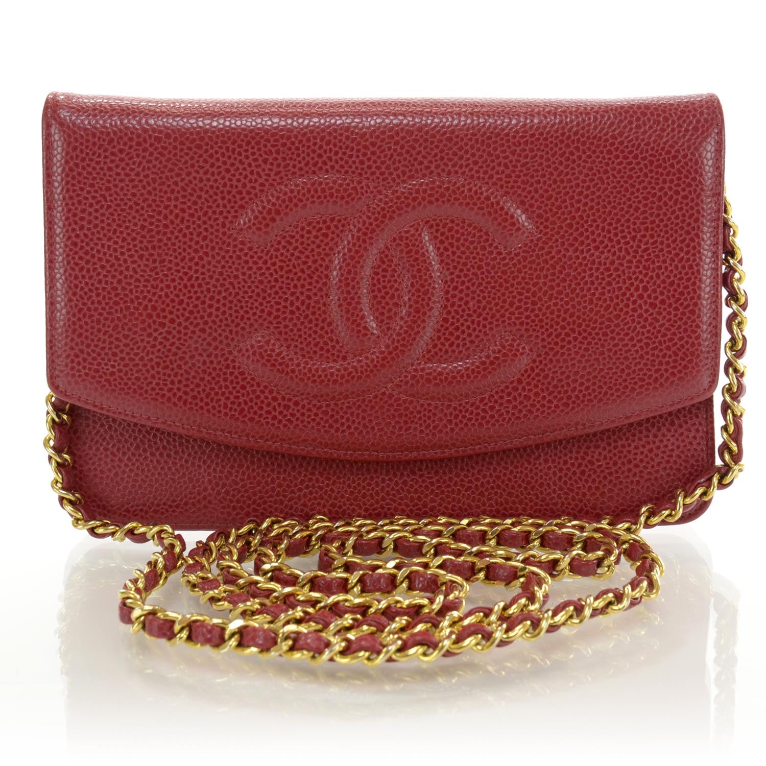 Chanel Caviar Wallet on Chain WOC Red 1 of 8