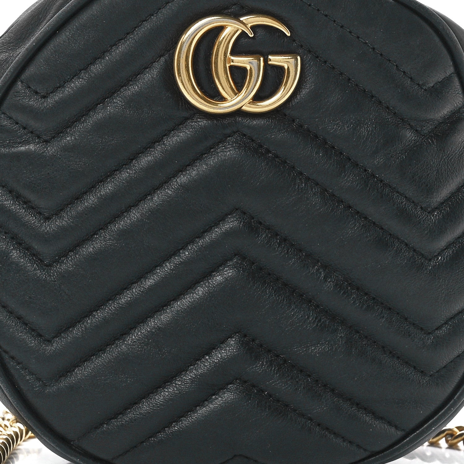 Gucci Azalea Calfskin Matelasse Heart Mini GG Marmont Round Shoulder Bag Black 10 of 13