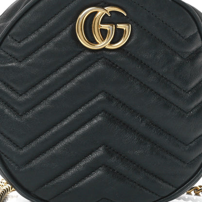 Gucci Azalea Calfskin Matelasse Heart Mini GG Marmont Round Shoulder Bag Black 10 of 13