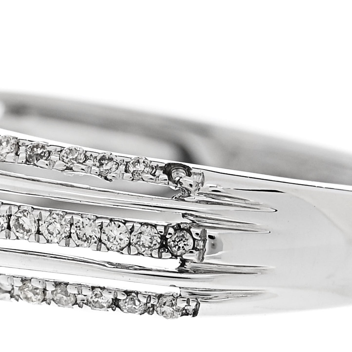 18K White Gold Diamond .24ctw 3 Row Pave Band Ring 53 6.25