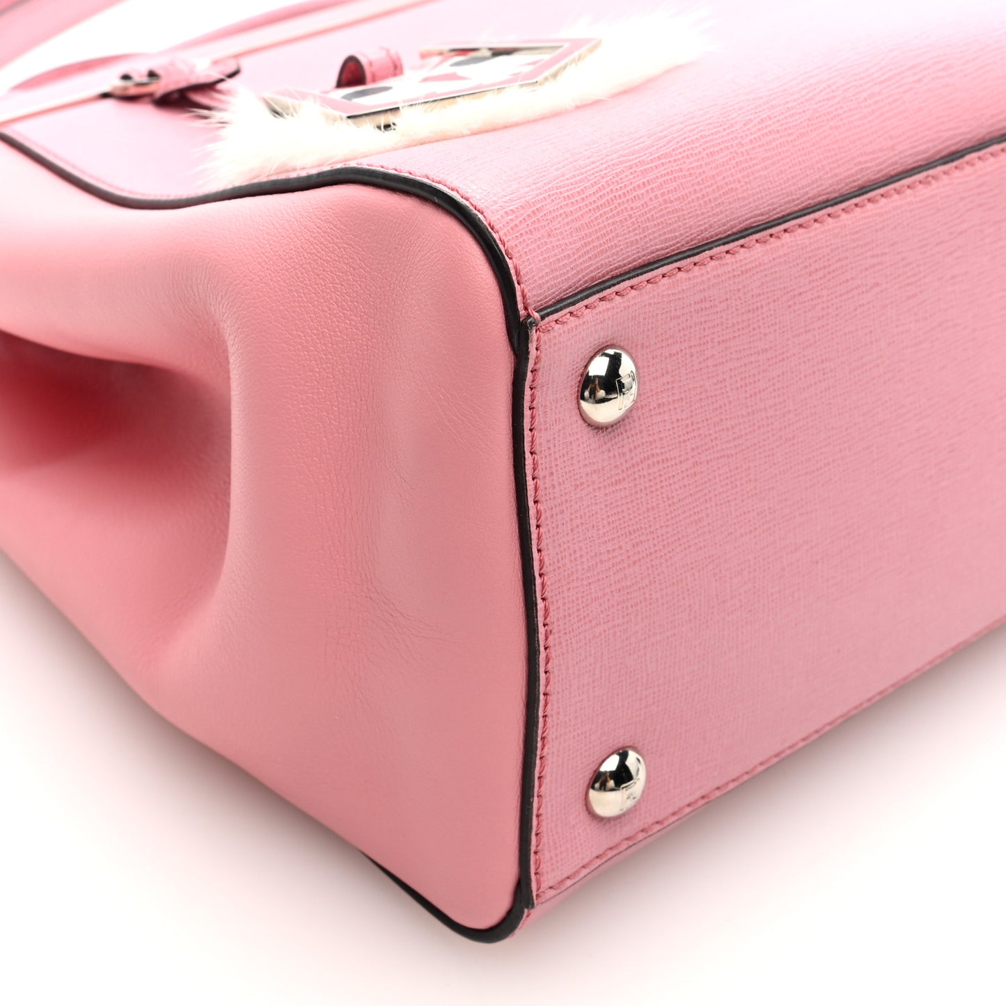 Vitello Elite Flamingo Mink Monster Charm Petite 2Jours Tote Pink Multicolor
