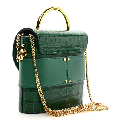 Chloe Calfskin Crocodile Embossed Small Aby Lock Woodsy Green 3 of 8