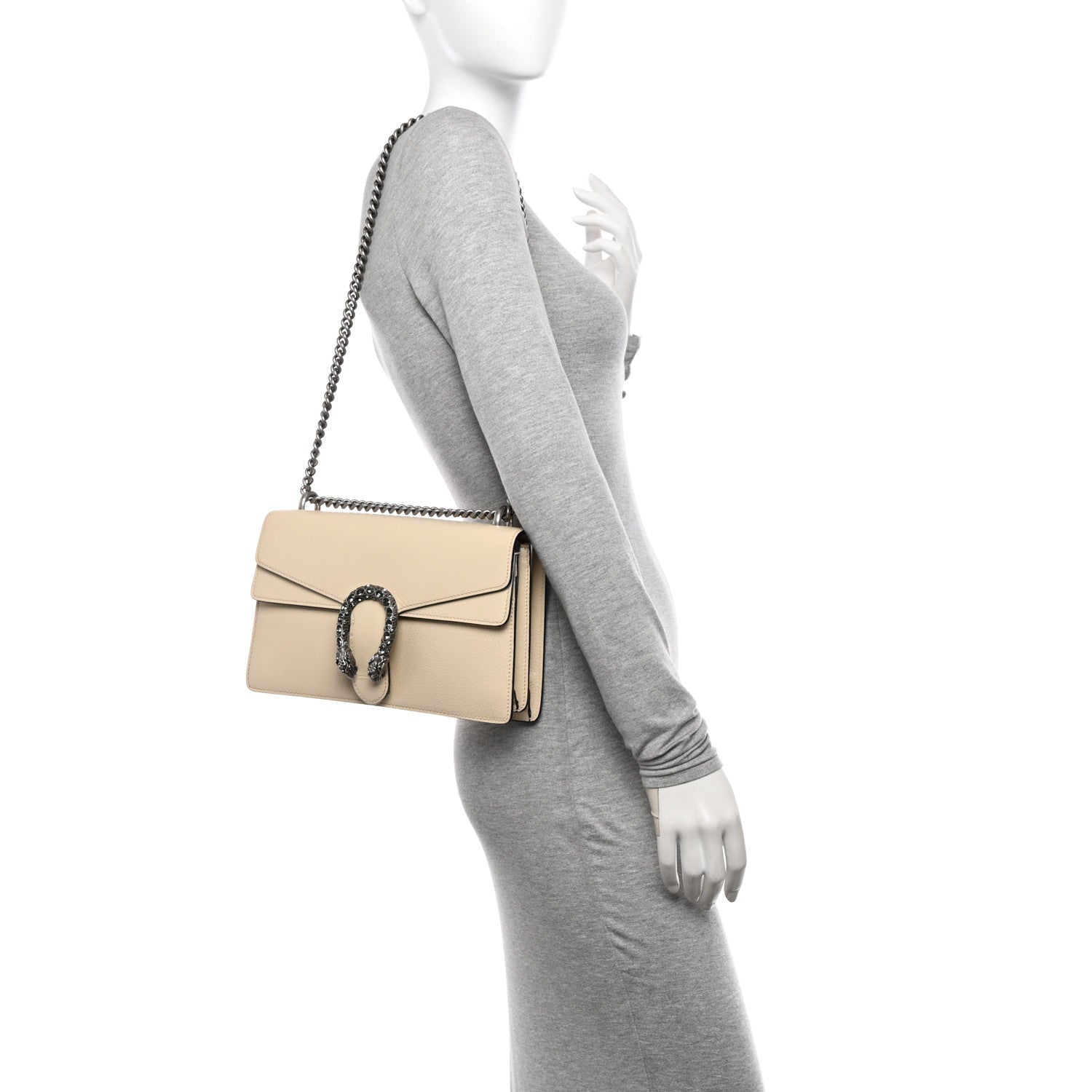 Gucci Textured Calfskin Crystal Small Dionysus Shoulder Bag Mystic White 2 of 11