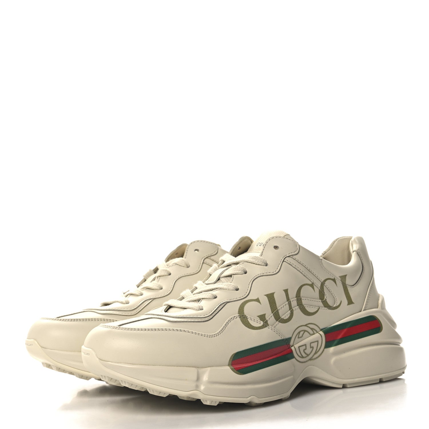 Gucci Calfskin Logo Womens Rhyton Sneakers 39 Ivory 4 of 9