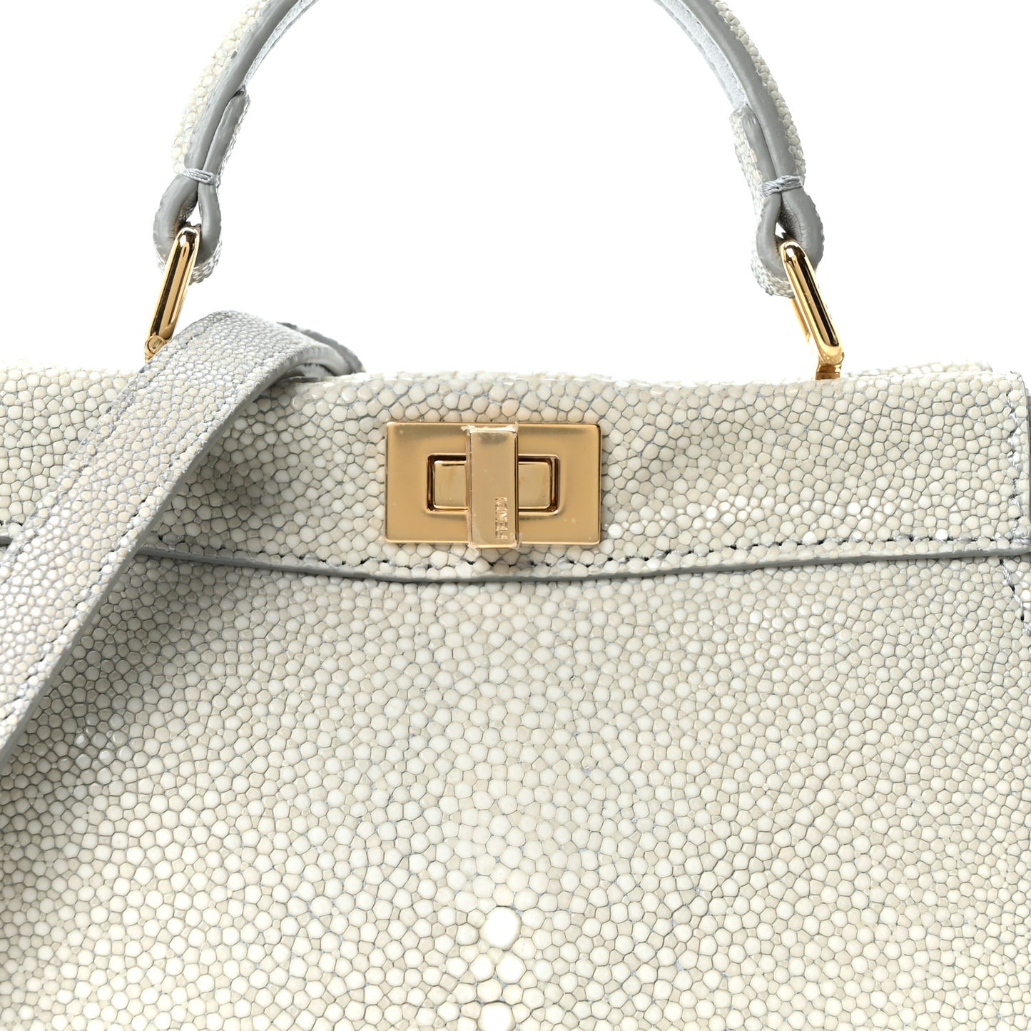 Stingray Shiny Nappa Petite Peekaboo I SEE U Satchel Pearl Grey