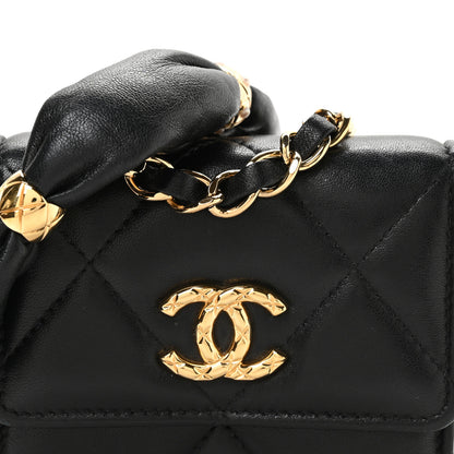 Chanel Lambskin Pearl Quilted CC Flap Card Holder With Chain  Black 9 of 11