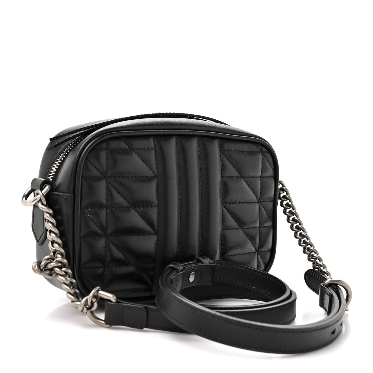Gucci Calfskin Matelasse Aria Mini GG Marmont Chain Shoulder Bag Black 3 of 13