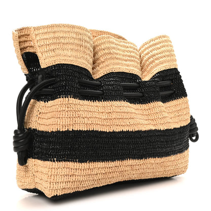 Loewe Raffia Striped Flamenco Knot Clutch Black Natural 3 of 9