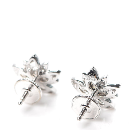 Van Cleef & Arpels 18K White Gold Diamond Mini Lotus Openwork Earrings 3 of 6