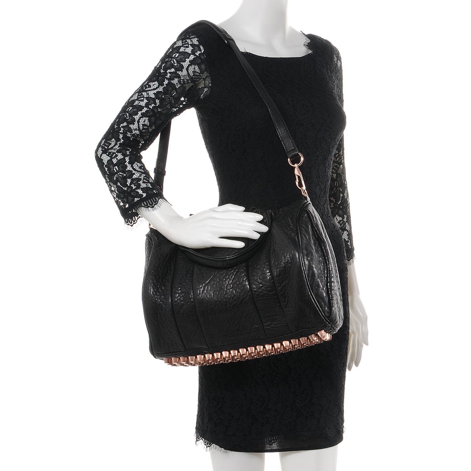 Alexander Wang Leather Rocco w Rose Gold Hardware Black 2 of 7
