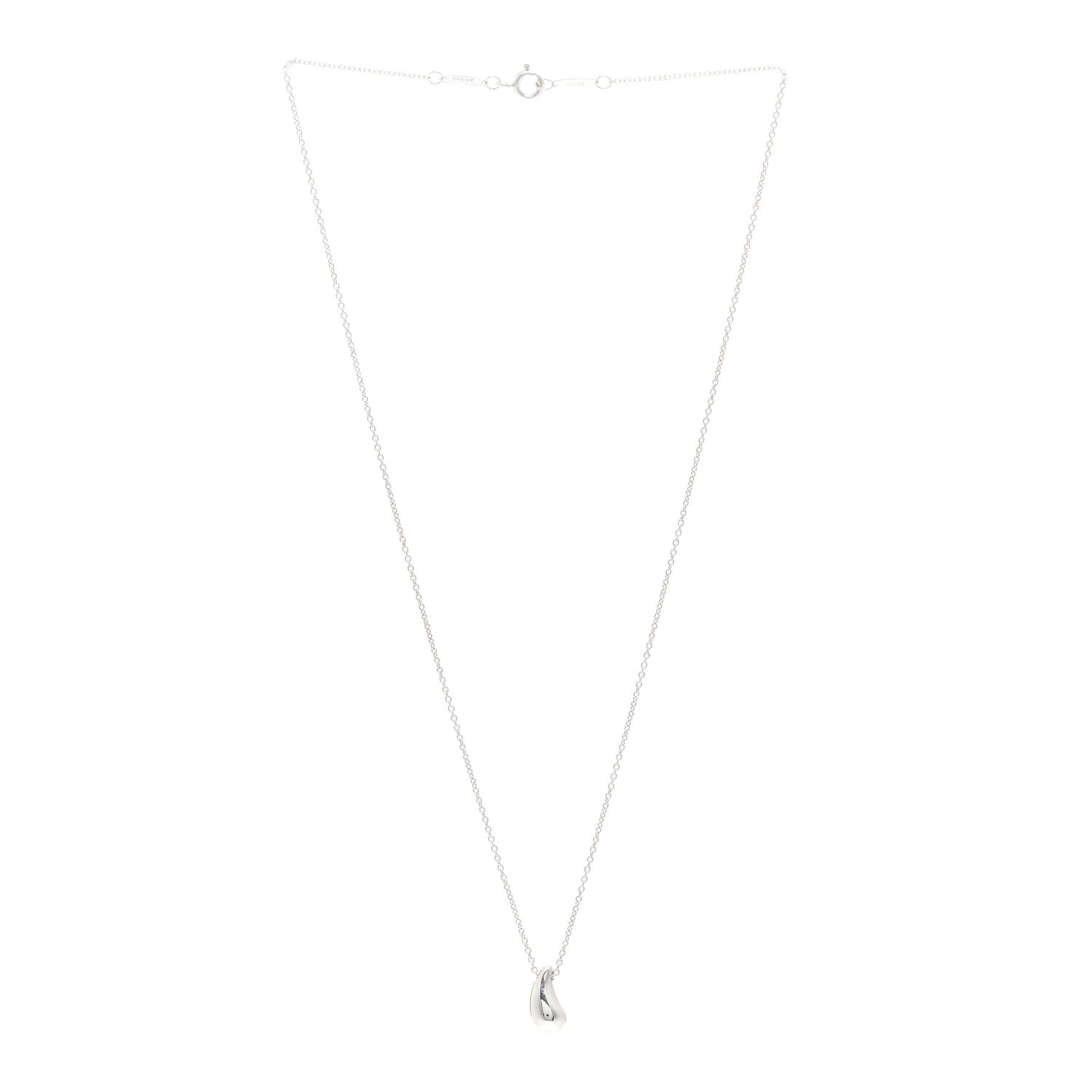 Tiffany Sterling Silver 12mm Elsa Peretti Teardrop Pendant Necklace 3 of 4