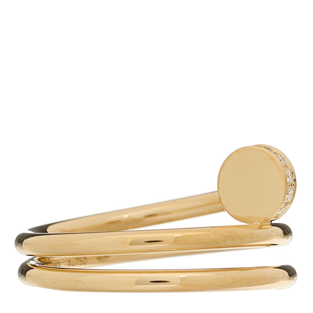 18K Yellow Gold Diamond Double Juste Un Clou Ring 53 6.5
