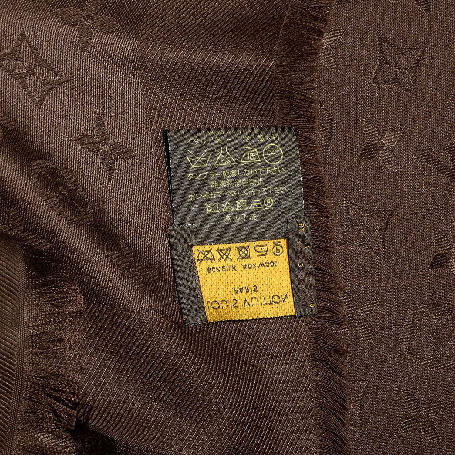 Louis Vuitton Wool Silk Monogram Shawl Chocolate 5 of 6