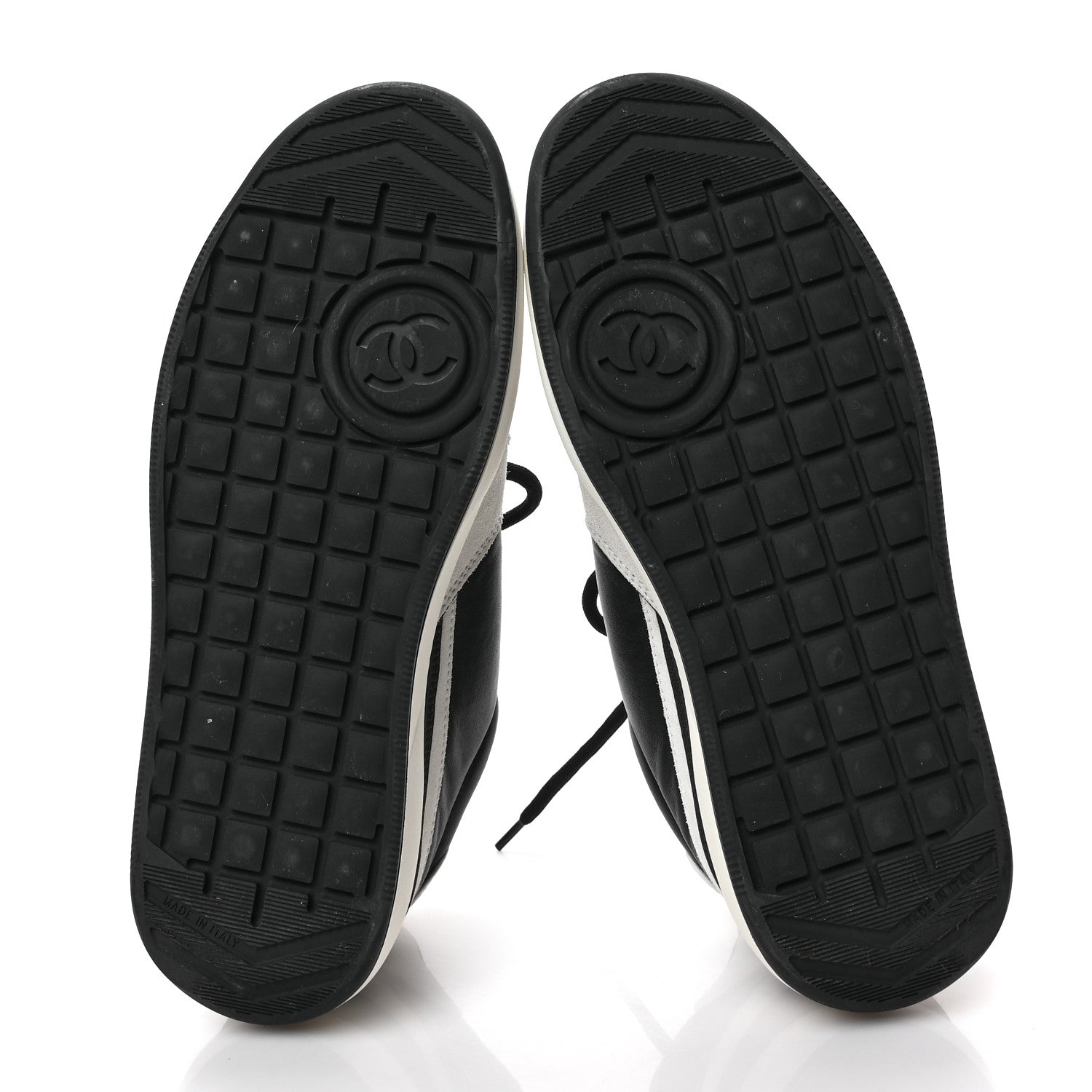Chanel Lambskin Suede Calfskin Sneakers 39.5 Black White 6 of 8