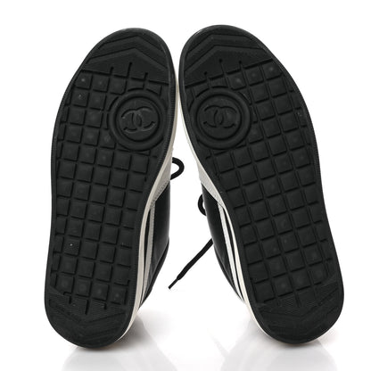 Chanel Lambskin Suede Calfskin Sneakers 39.5 Black White 6 of 8