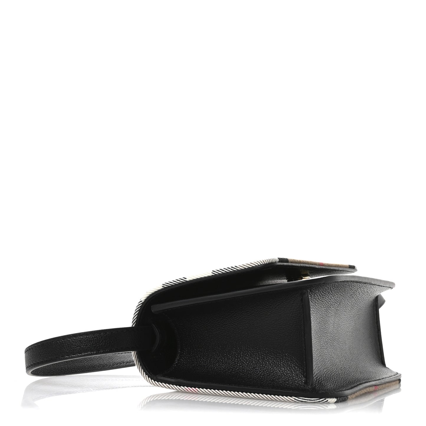 Grained Calfskin House Check Small Madison Shoulder Bag Black