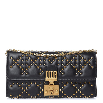 Christian Dior Lambskin Cannage Studded Dioraddict Wallet on Chain Black 1 of 11