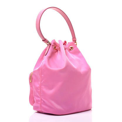 Prada Saffiano Tessuto Nylon Mini Bucket Crossbody Bag Pink 3 of 12