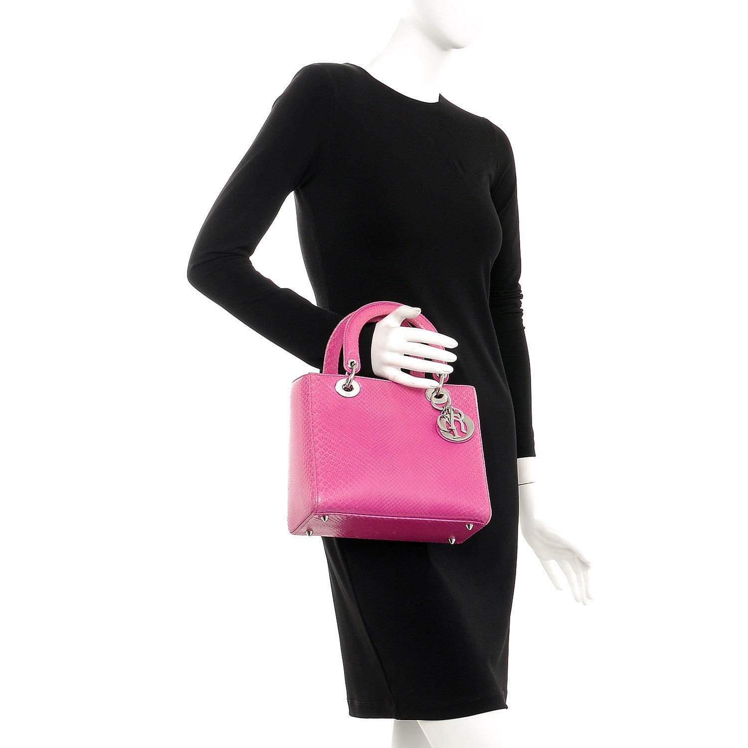 Christian Dior Python Medium Lady Dior Pink 3 of 17