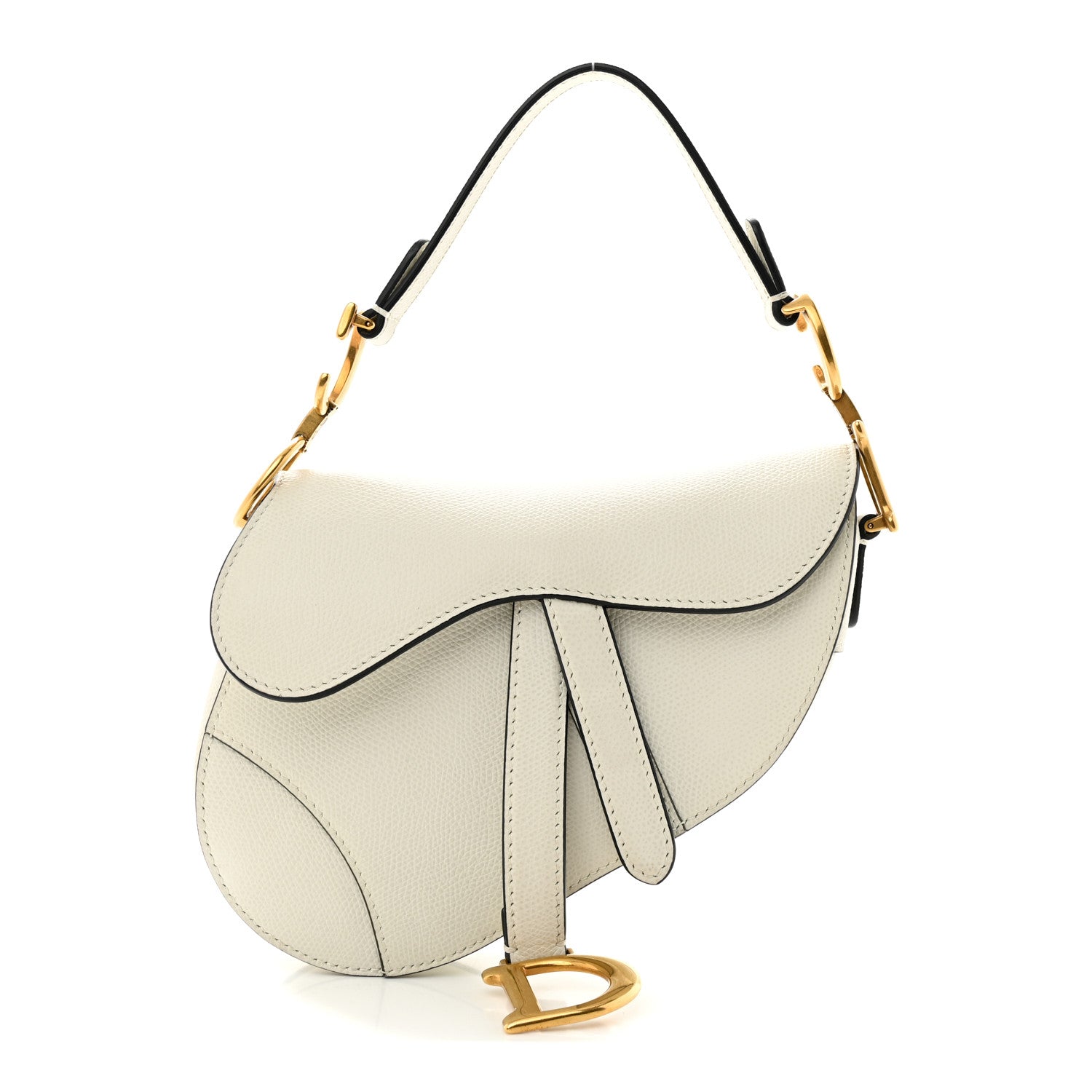 Christian Dior Grained Calfskin Mini Saddle Bag White 1 of 10