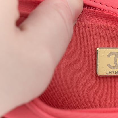 Chanel Lambskin Quilted Sweet Camellia Wallet On Chain WOC Coral 7 of 12