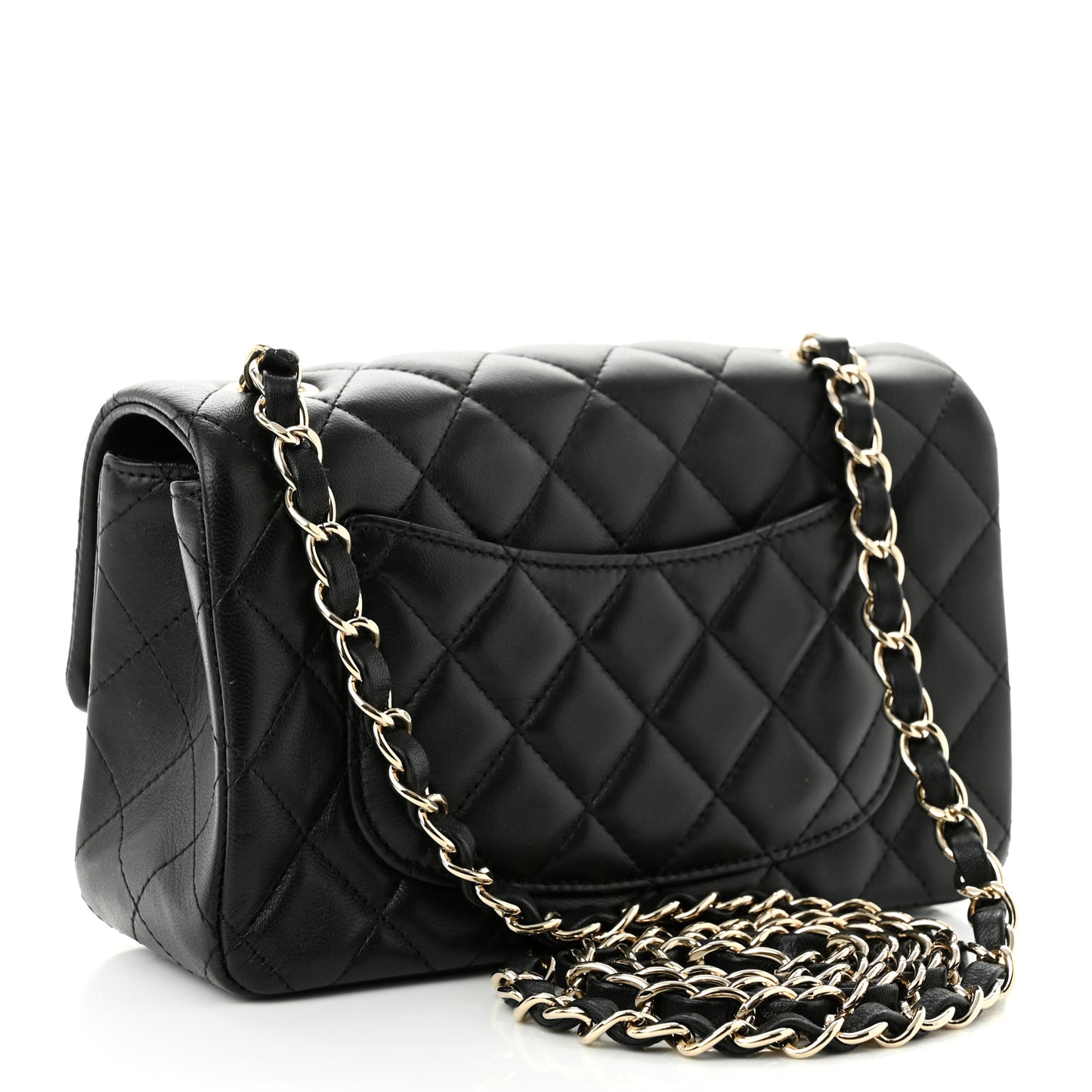 Lambskin Quilted Mini Rectangular Flap Black