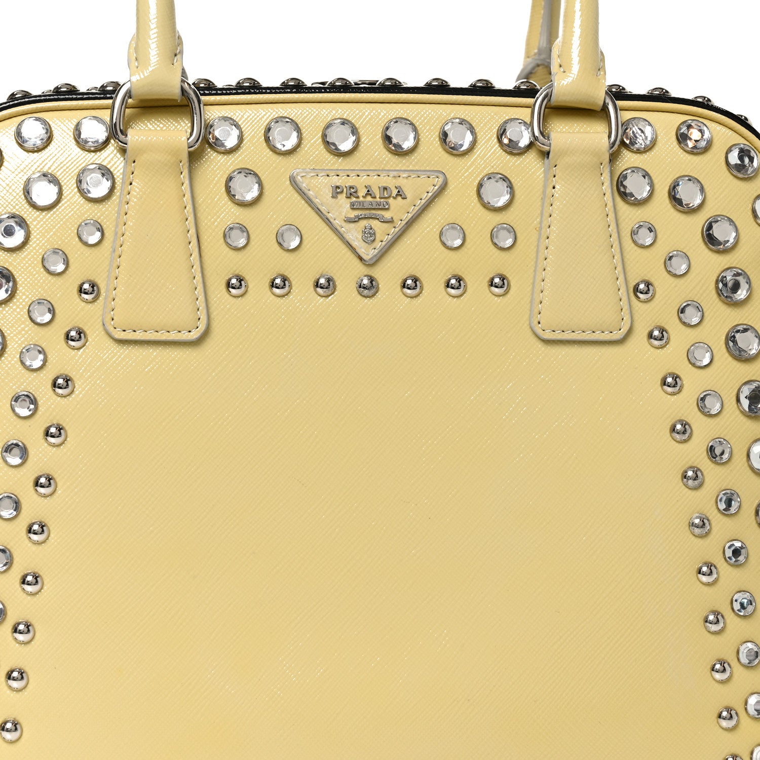 Prada Saffiano Lux Crystal Pyramid Bag Talco Black 7 of 9