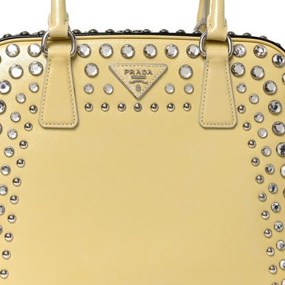 Prada Saffiano Lux Crystal Pyramid Bag Talco Black 7 of 9