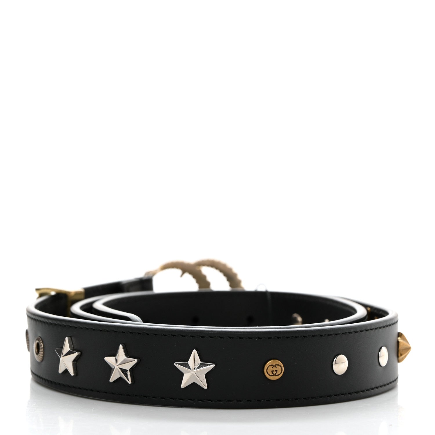 Gucci Calfskin Star Studded Torchon Double G Belt 90 36 Black 2 of 6