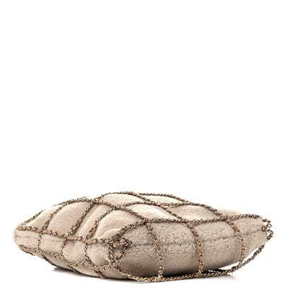 Chanel Shearling Small Shopping Chain Bag Beige 4 of 11