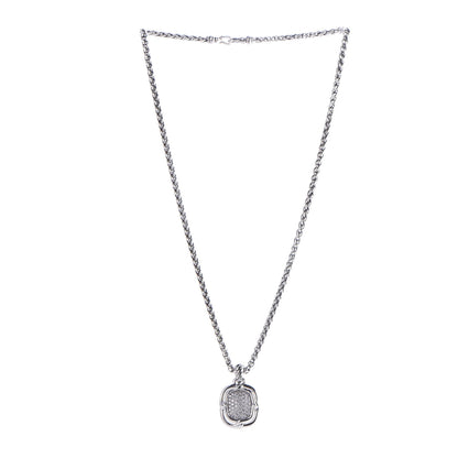 David Yurman Sterling Silver Diamond 16mm Labyrinth Pendant Necklace 3 of 8