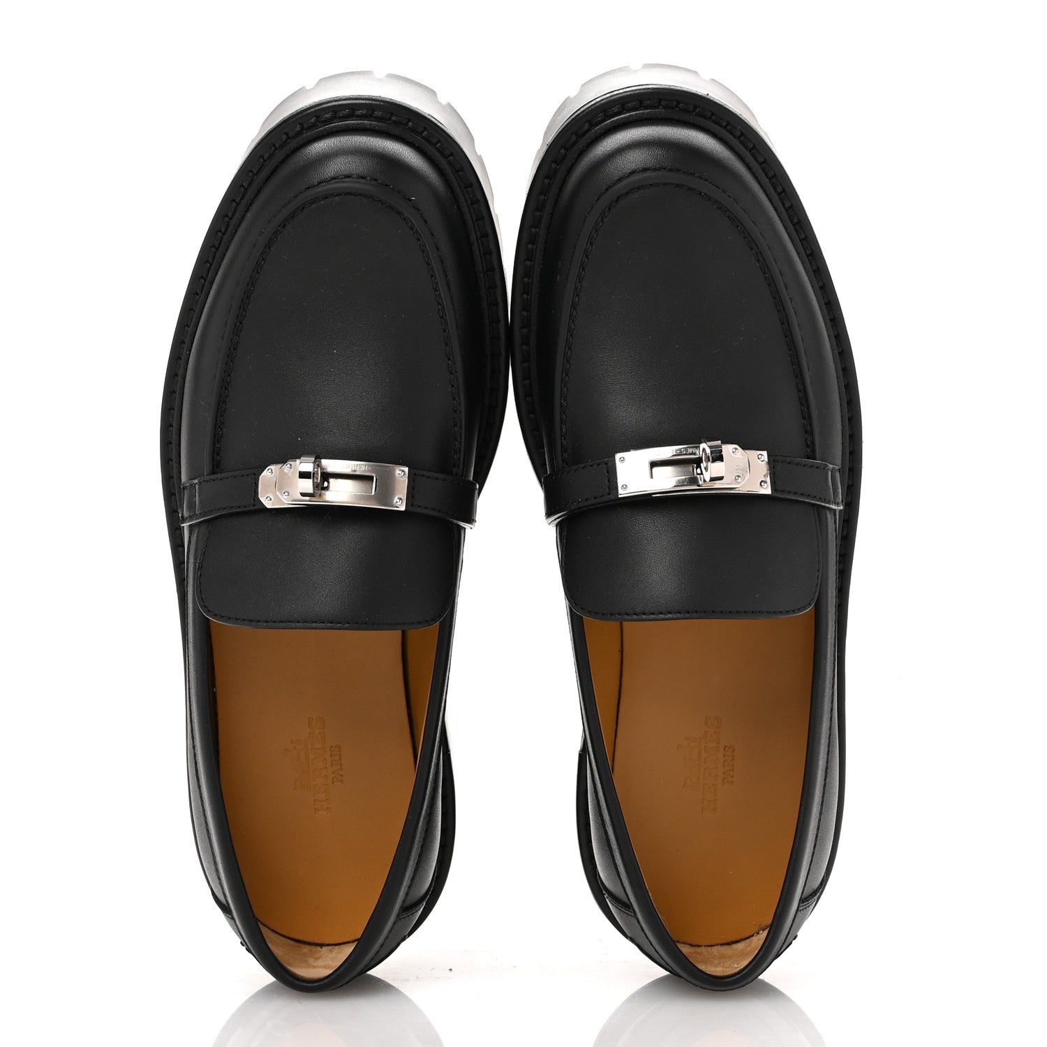 Hermes Calfskin Womens Icone Loafers 36.5 Black 2 of 10