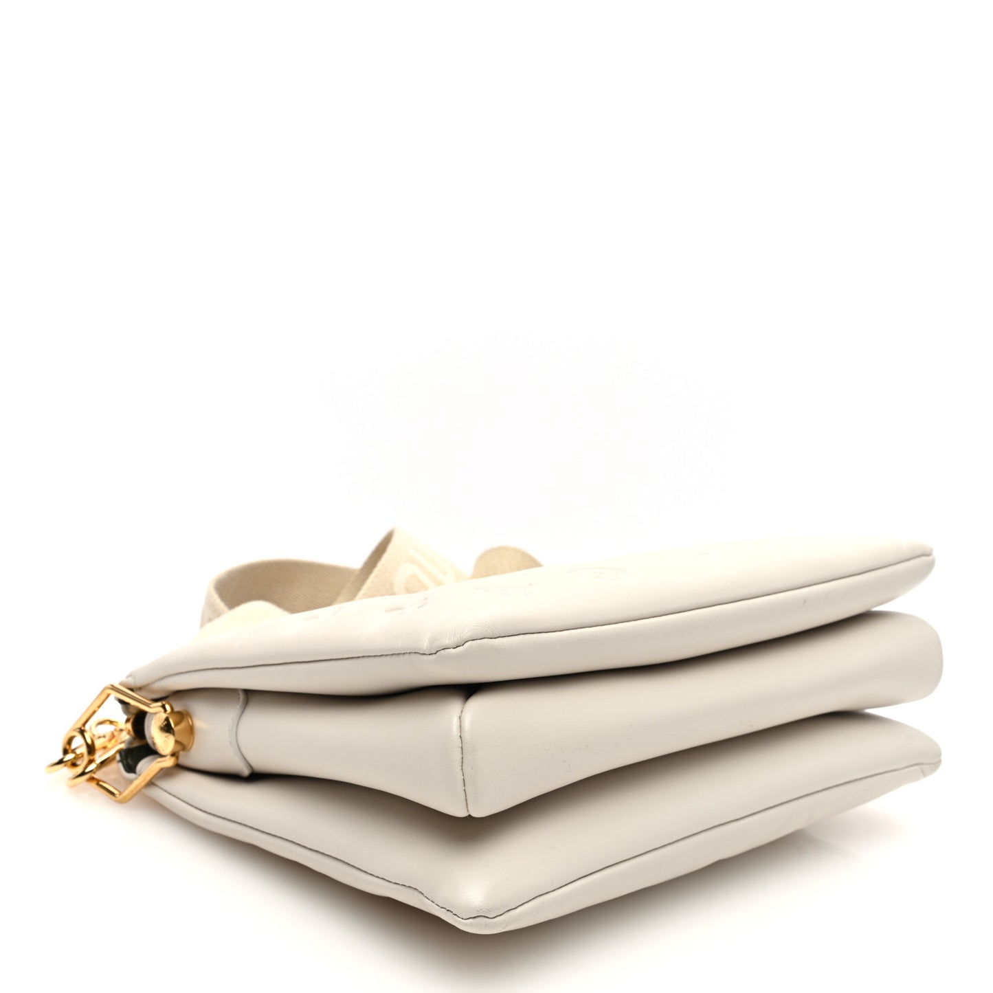 Lambskin Embossed Monogram Coussin PM Beige Cream