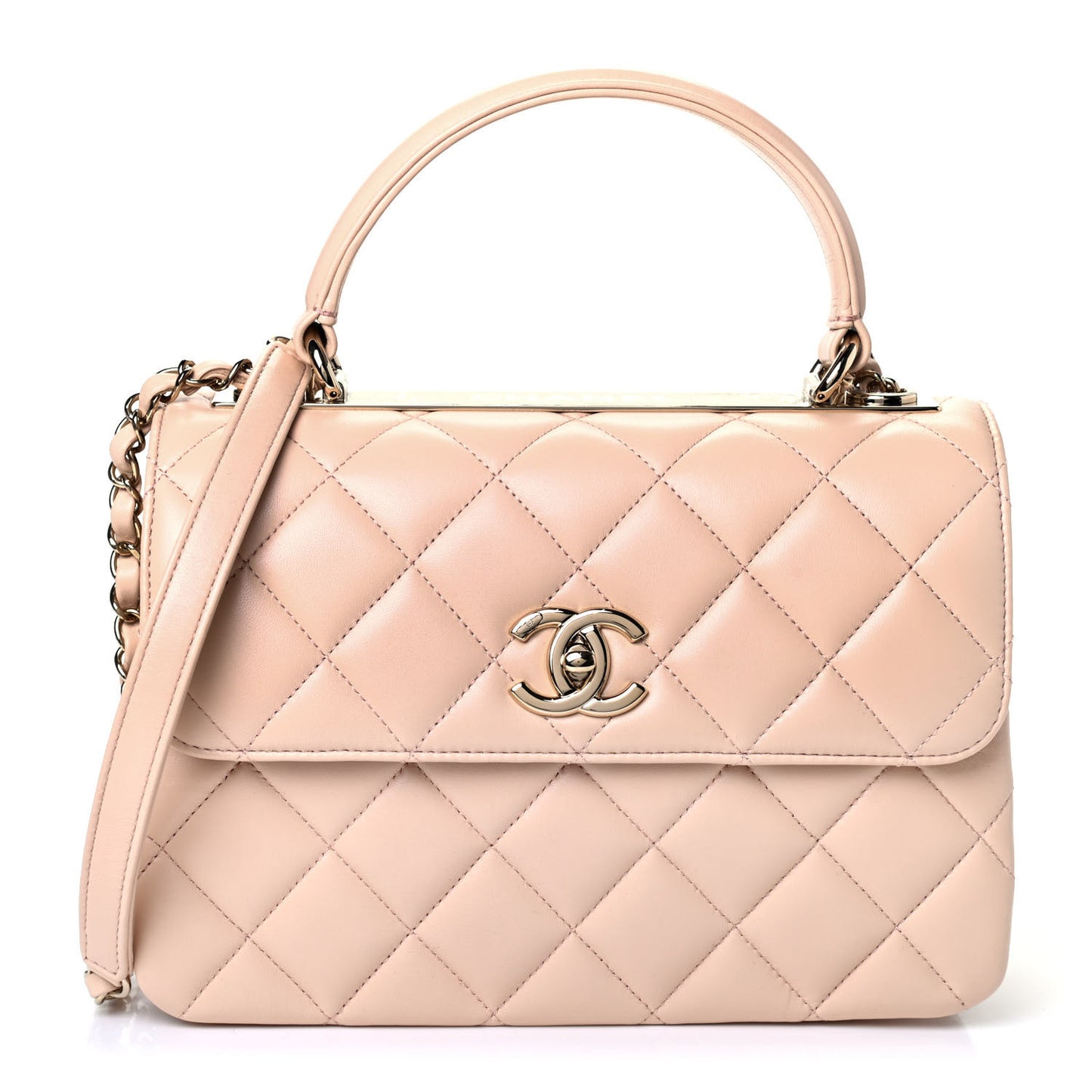 Lambskin Quilted Small Trendy CC Dual Handle Flap Bag Beige