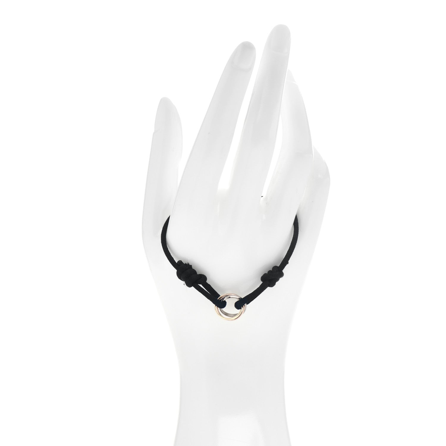 Cartier 18K Pink Yellow White Gold Trinity Adjustable Cord Bracelet Black 2 of 5