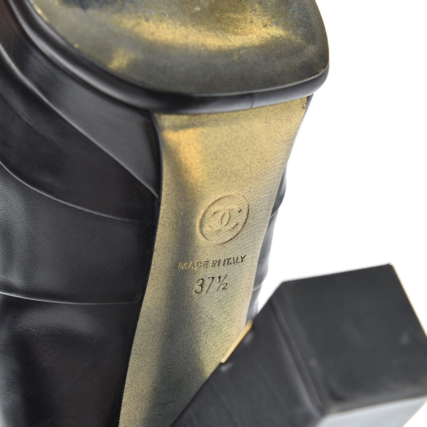 Calfskin Knee High Boots 37.5 Black