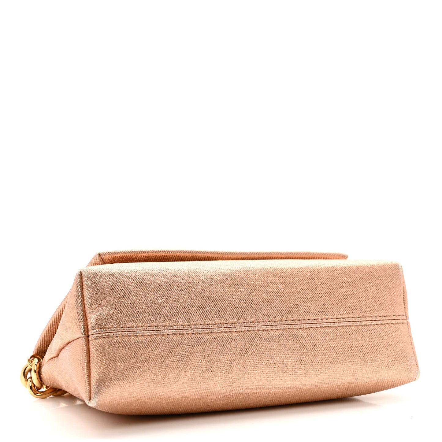 Coated Metallic Denim Mini Label Chain Shoulder Bag Iced Nude