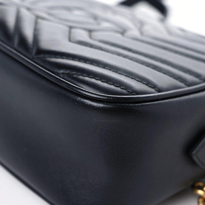 Gucci Calfskin Matelasse Small GG Marmont Chain Shoulder Bag Black 13 of 16