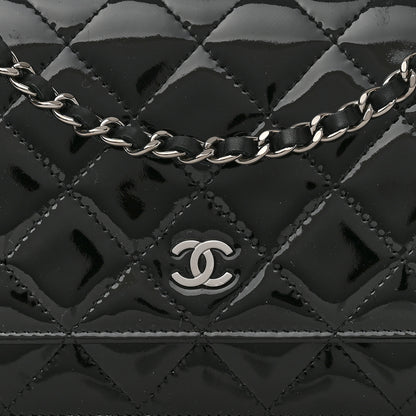 Chanel Patent Quilted Wallet On Chain WOC Black 9 of 13