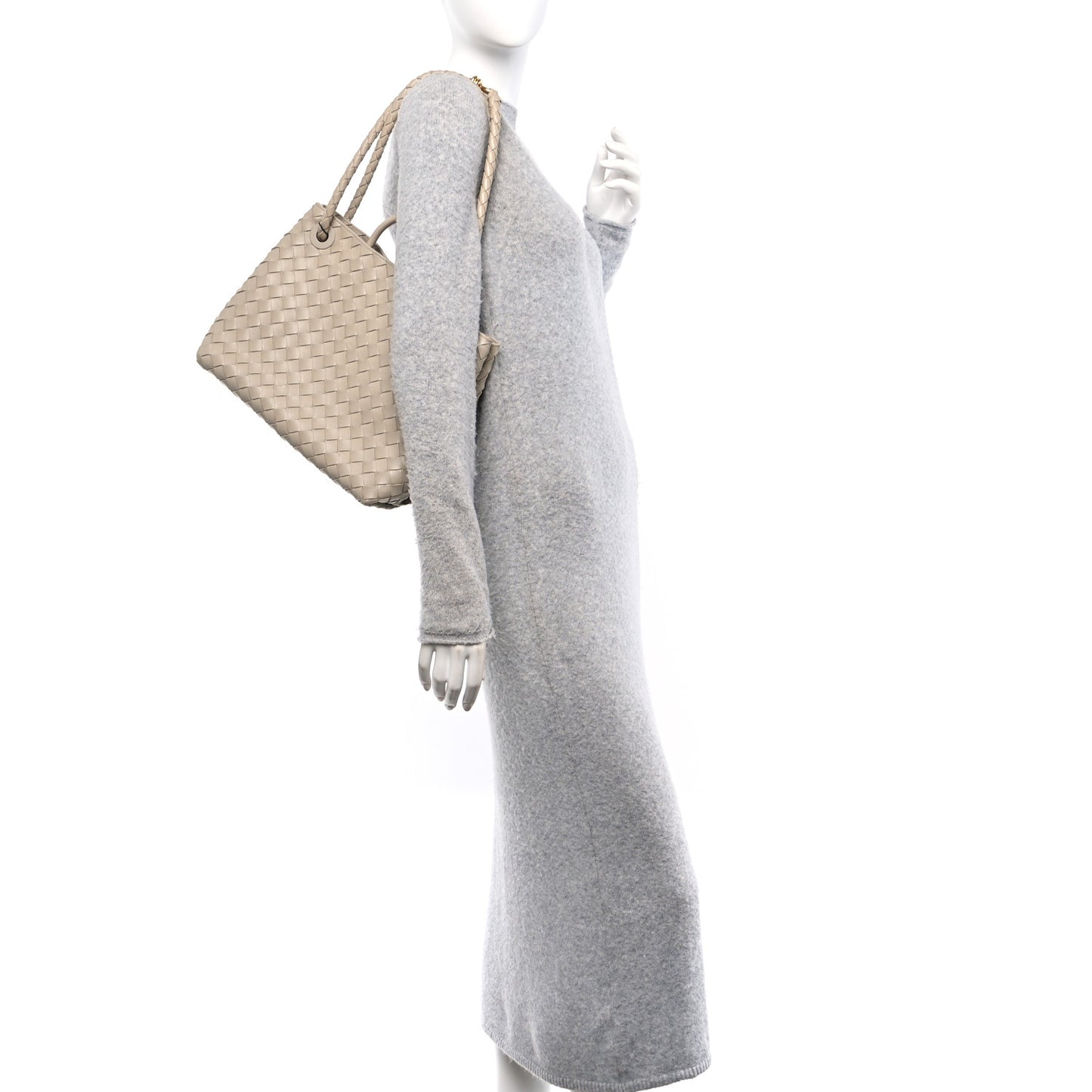 Nappa Intrecciato Medium Andiamo Shoulder Bag Ecru