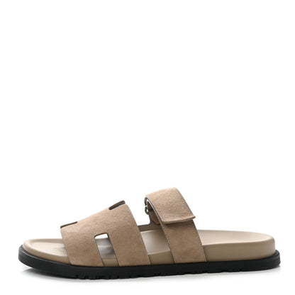 Hermes Suede Goatskin Mens Chypre Sandals 44 Vert Army 1 of 10