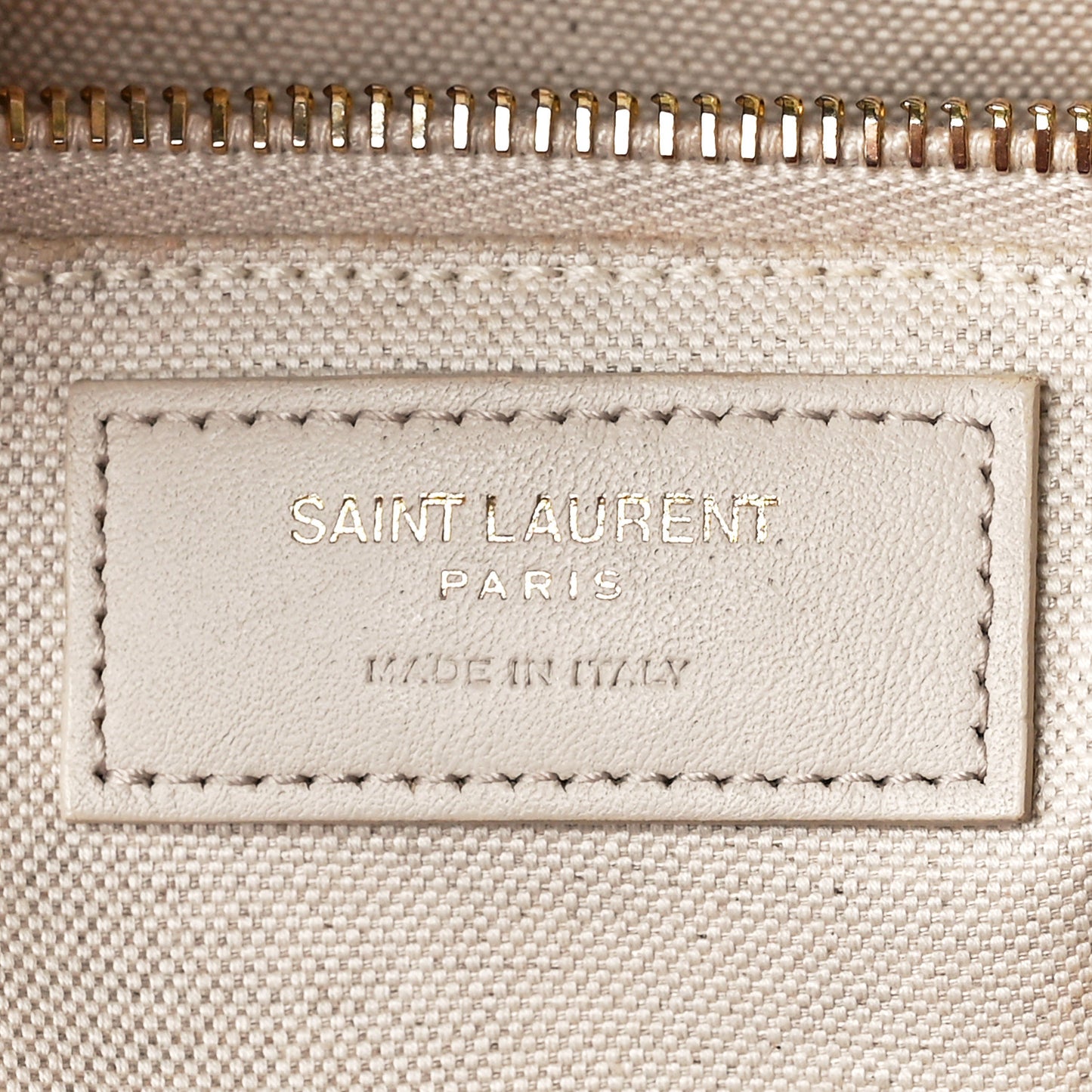 Cotton Linen Calfskin Striped Rive Gauche Tote Water Green