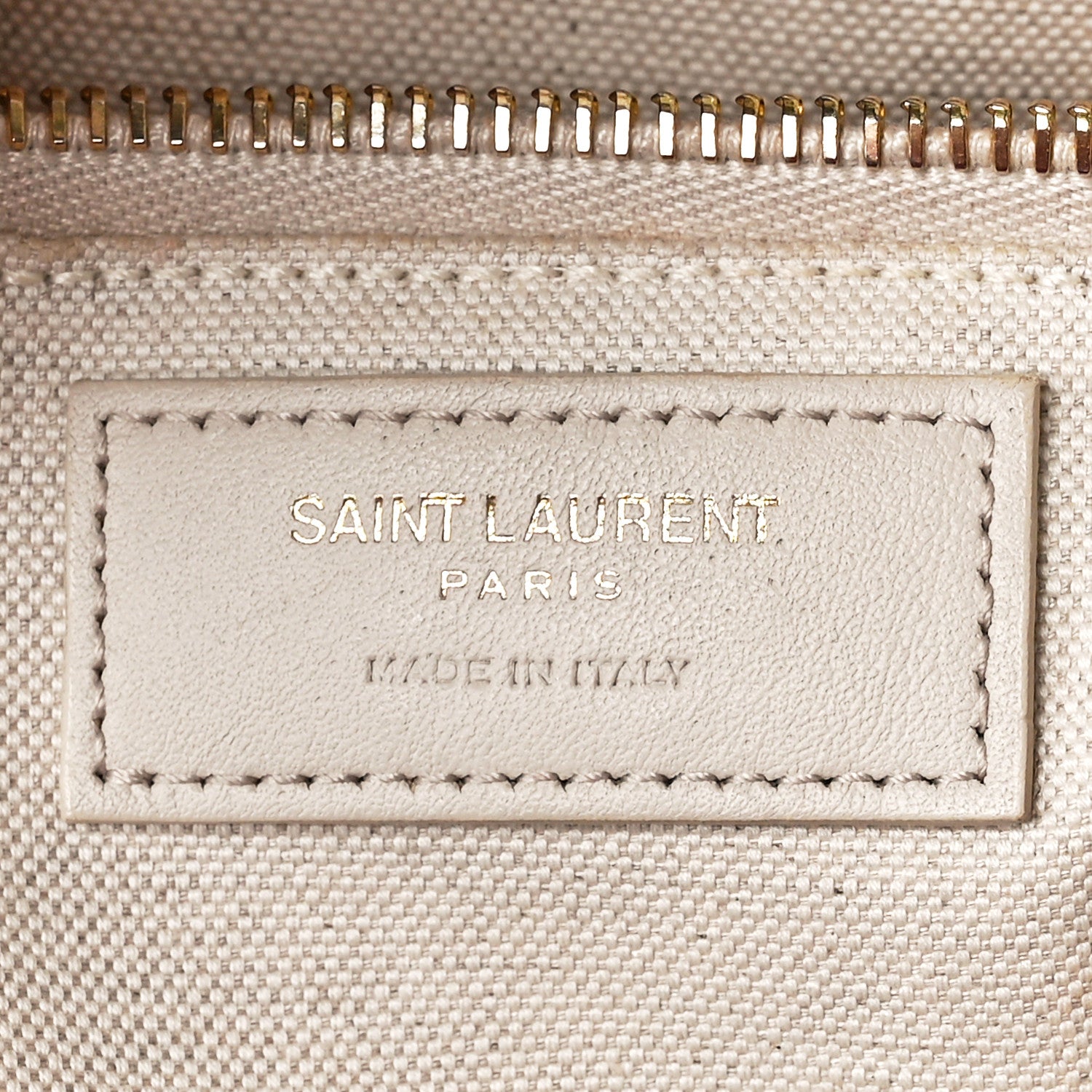 Saint Laurent Cotton Linen Calfskin Striped Rive Gauche Tote Water Green 6 of 11
